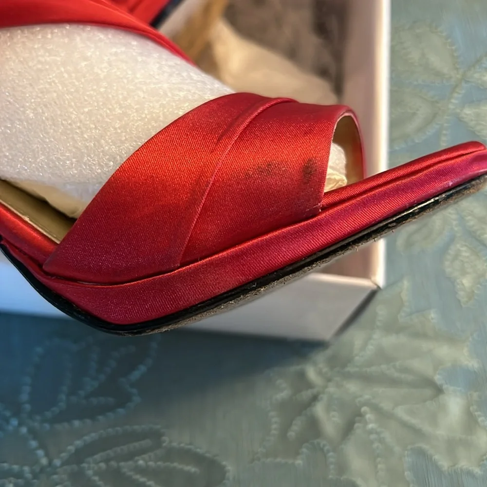 Caparros Gorgeous Red Satin Party Sandals - Picture 6 of 8